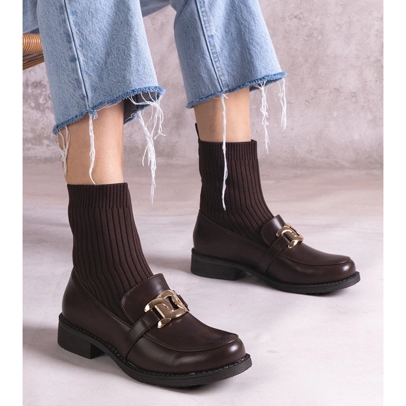 D/CEO Botas marrons com parte superior em tecido da Krisa marrom 1