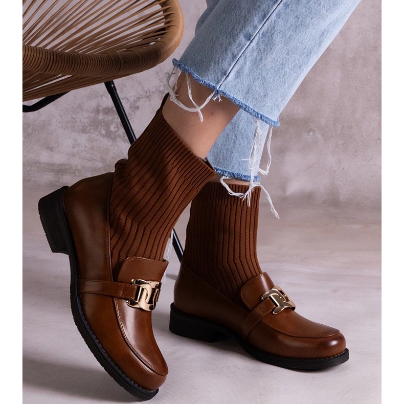D/CEO Botas marrons com parte superior em tecido da Krisa castanho 1 D/CEO Botas marrons com parte superior em tecido da Krisa castanho 1