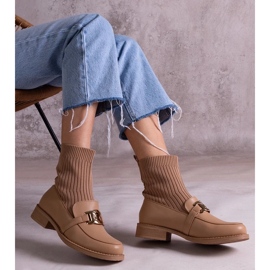 D/CEO Botins bege escuro com parte superior em tecido da Krisa 2 D/CEO Botins bege escuro com parte superior em tecido da Krisa 2