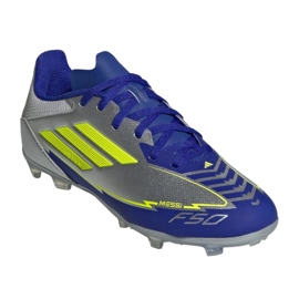 Adidas F50 League FG/MG Messi IH0924 Sapatos de futebol prata 1