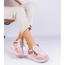 D/CEO Tênis esportivos rosa na plataforma decorada com Malta Glitter 1