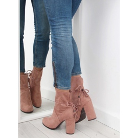 Botas com salto largo rosa 1318 rosa 1