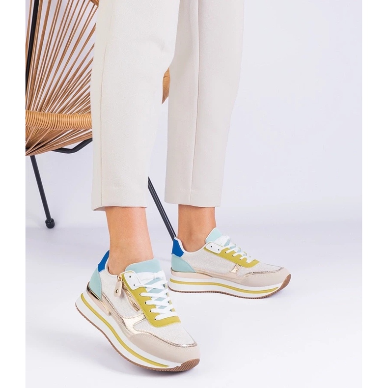 D/CEO Tênis esportivos verdes na plataforma com a inserção de ouro de Isolde 2