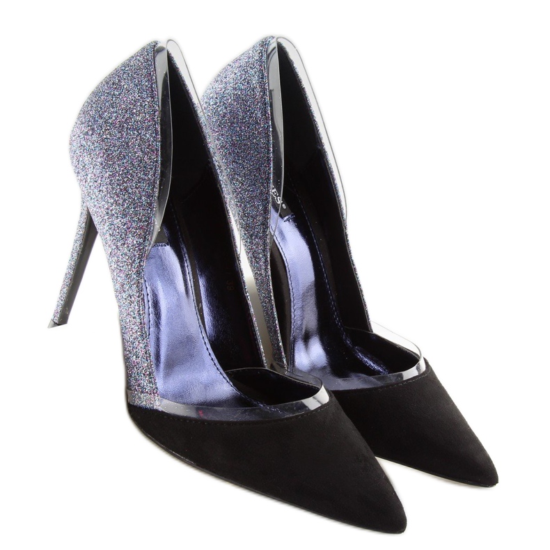 Alfinetes de glitter prata 5127 azul preto cinza 1