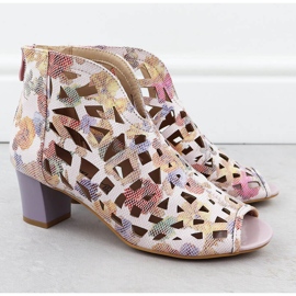 Botas abertas para mulheres com flores M. Daszyński MR1954-15 rosa 2