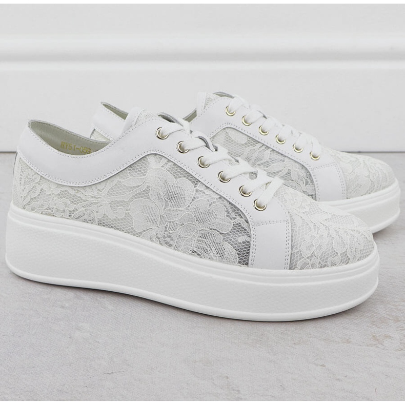 S.Barski Sapatos na plataforma Białe S. Barski Lace Hy51-059 branco 2