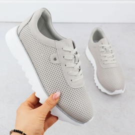 S.Barski Sapatos de couro feminino na plataforma aberta bege S. Barski LR51-629 1