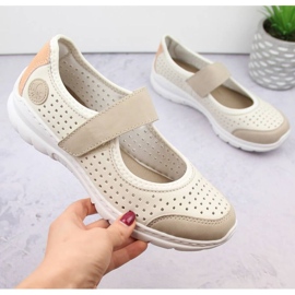 Sapatos confortáveis ​​com aberturas Rieker W RKR575A, bege 2
