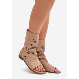 Zazoo 3437 sandálias de couro com uma parte superior superior bege 1