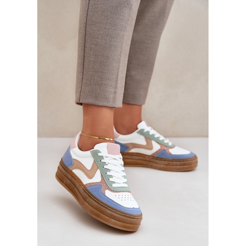 Sneakes femininos com brilho na plataforma azul 2 Sneakes femininos com brilho na plataforma azul 2