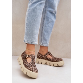 Sapatos de camurça com uma fivela de estampa zazoo de leopardo 20183 Brown marrom 2