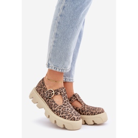 Sapatos de camurça com uma fivela de estampa zazoo de leopardo 20183 Brown marrom 1