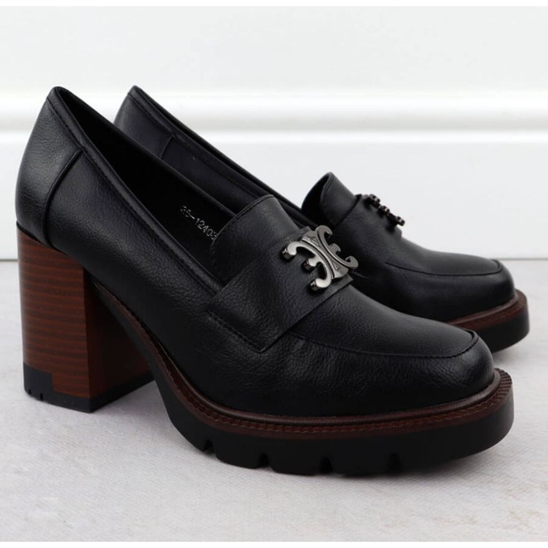 Sapatos de mocassim no post Potocki em SZ12403 WOL287 preto 2