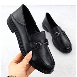Sapatos de couro feminino confortável Vinceza Black 18107 Mocas preto 1