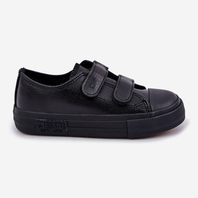 Tênis infantil de couro com velcro Big Star KK374054 preto 1