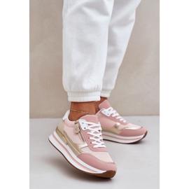 Sapatos esportivos brilhantes femininos na plataforma rosa 2