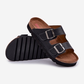 Chinelos masculinos leves com fivelas de couro ecológico Big Star NN174531 Black preto 2