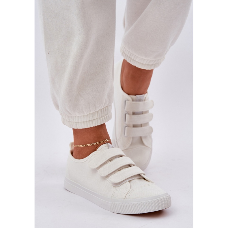 Tênis jovens com baixo teor de velcro branco 1