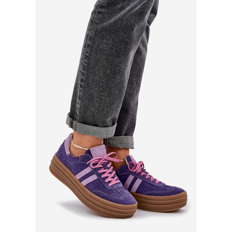 Zazoo N1068S4 Tênis de camurça feminina na plataforma violeta escura roxo 1