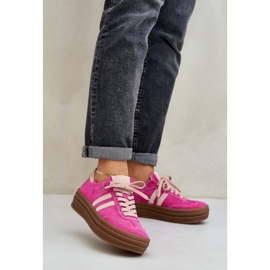 Zazoo N1068S4 Tênis de camurça feminina na plataforma Fuchsia rosa 2