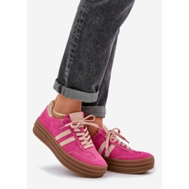 Zazoo N1068S4 Tênis de camurça feminina na plataforma Fuchsia rosa 1