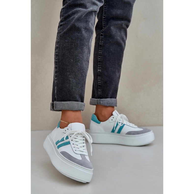 Zazoo N1068S8 Couro baixo tênis feminino na plataforma branca branco 2