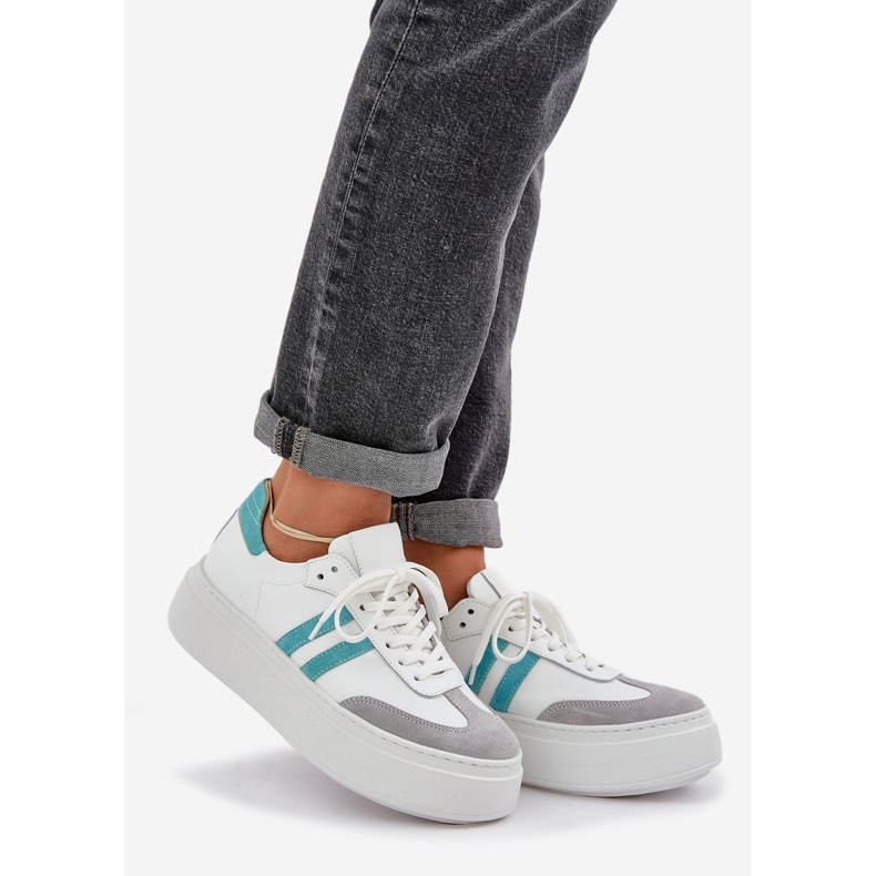 Zazoo N1068S8 Couro baixo tênis feminino na plataforma branca branco 1