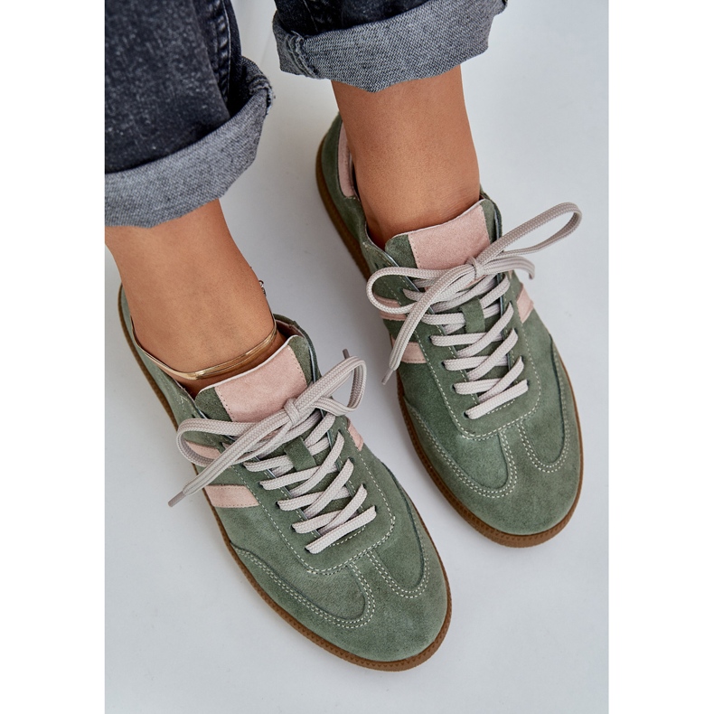 Zazoo N1068 Suede tênis verde feminino Low Women 2