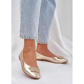 Bailarinas de couro ECO com uma decoração de ouro dourado 2