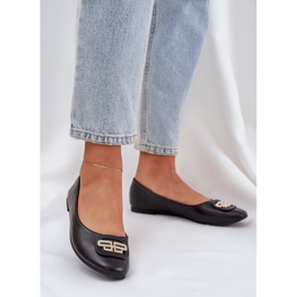 Bailarinas em uma sola plana com uma decoração negra preto 2 Bailarinas em uma sola plana com uma decoração negra preto 2