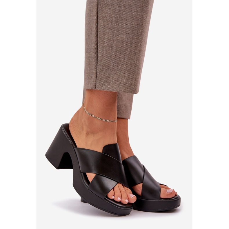 Flip -flops leves no pilar de couro Eco Black preto 1