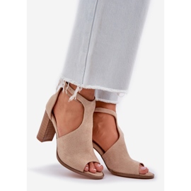 Sandálias no Eco Suede Post Bege 1 Sandálias no Eco Suede Post Bege 1