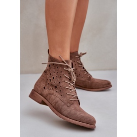 S.Barski Botas de renda de camurça com um padrão de trabalho aberto S. Barski Hy51-136 Brown marrom 2