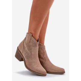 S.Barski Botas de cowboy para zíper do OpenWork de Suede Eco bege 1