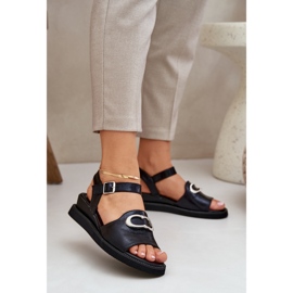 Jezzi Sandálias de cunha de mulheres pintadas com uma decoração negra preto 2