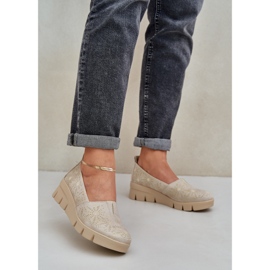 Jezzi Sapatos femininos com um padrão de cunha de ouro aberto dourado 2 Jezzi Sapatos femininos com um padrão de cunha de ouro aberto dourado 2