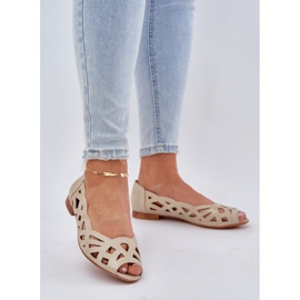 Jezzi Ballerinas de Openwork com dedos nus de ouro dourado 2
