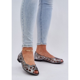 Jezzi Ballerinas de prata aberta com dedos nus 2 Jezzi Ballerinas de prata aberta com dedos nus 2