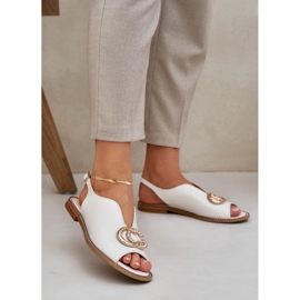 Sandálias de couro liso com a decoração Laura Messi 2865 bege 2