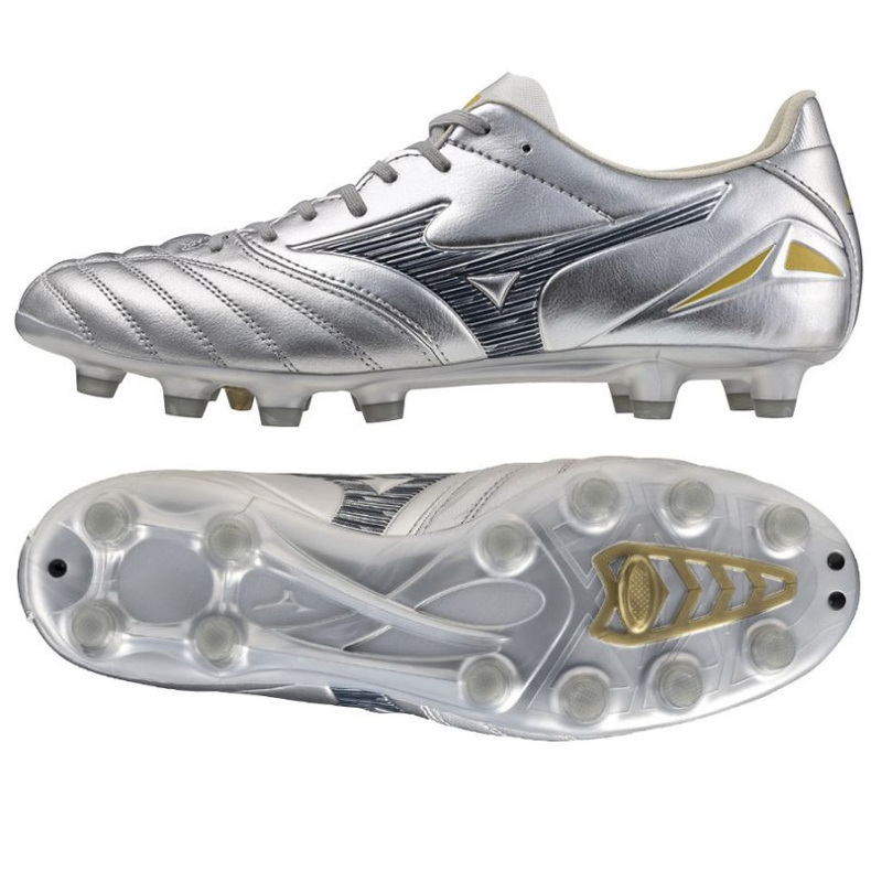 Mizuno Morelia Neo IV Pro MG P1GA253404 Sapatos de futebol prata 1