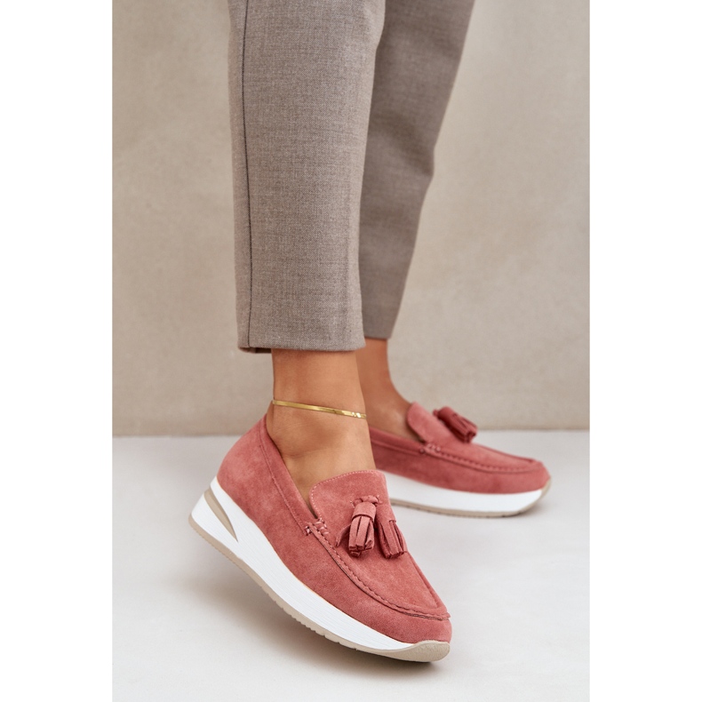 Mocassins em uma delicada camurça rosa ecológica 2