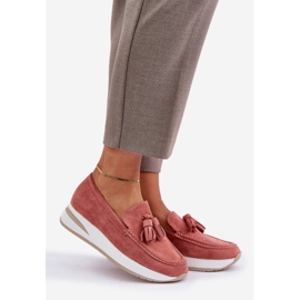 Mocassins em uma delicada camurça rosa ecológica 1