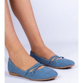 Ballerinas femininas azuis feitas de Matt Eco -Leather azul 1