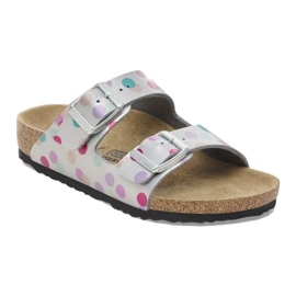 Birkenstock Arizona BS 1029805 FLOPS em bolinhas prata 1