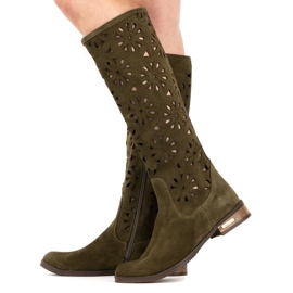 Olivier Botas verdes femininas com bordados 1