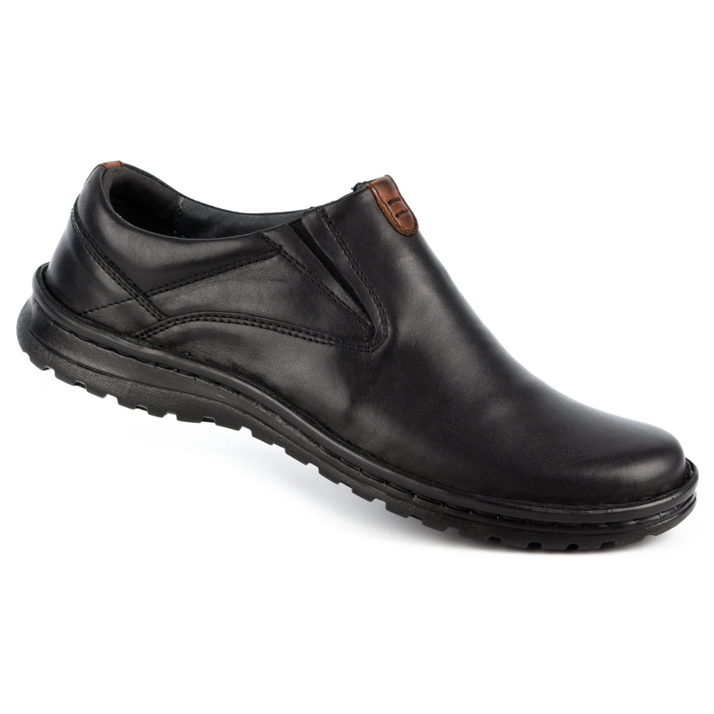 Kampol Sapatos slip-on de homem em pele 12KAM preto 1