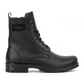 Polbut Botas Chelsea de homem militar polaco 2118S pele preta preto 1