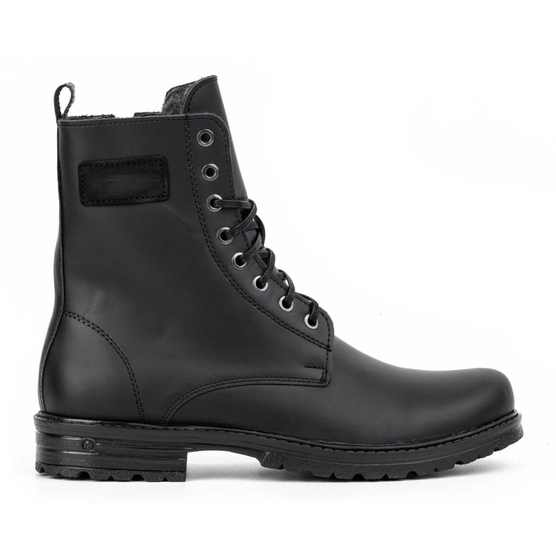 Polbut Botas Chelsea de homem militar polaco 2118S pele preta preto 1