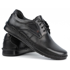 Kampol Sapatos masculinos casuais de couro 13/27 black face preto 2