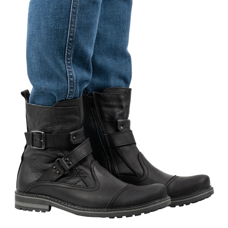 Olivier Botas de homem de pele Chelsea boots 82KZ pretas preto 1